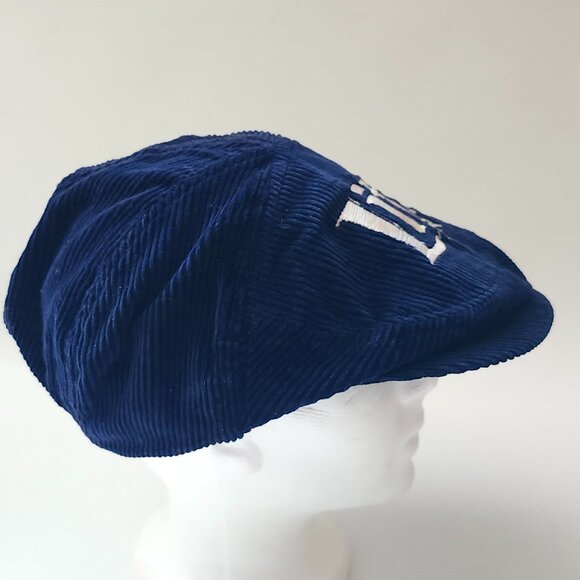 VINTAGE Miller Lite Beer Corduroy Driving Cap Navy Blue Embroidered Logo - Picture 4 of 6